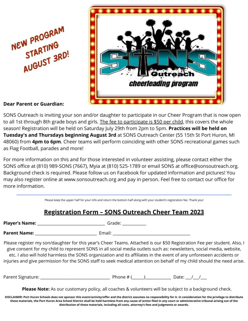 SONS Cheerleading Program