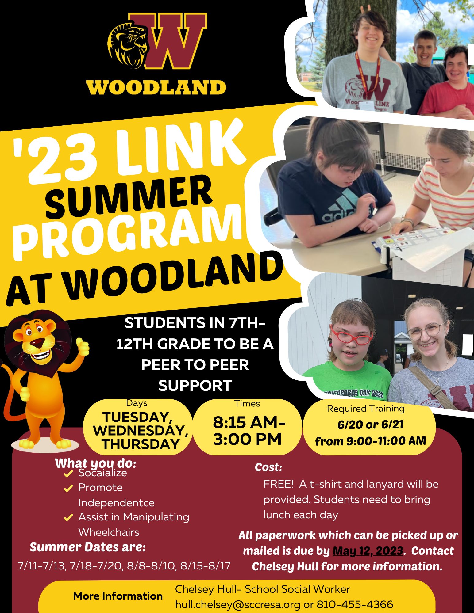 Woodland Needs 712th Graders for Peer Support