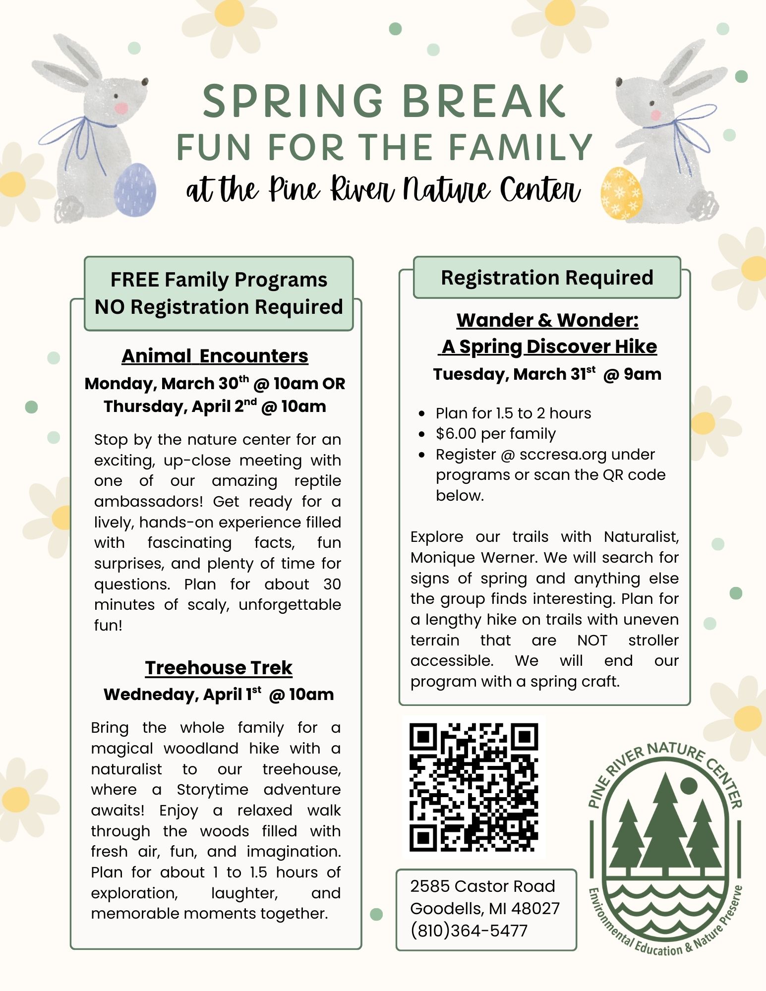 Spring Break 2026 Pine River Nature Center