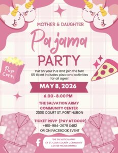 Mother Daughter Pajama Party flyer
