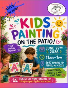 Kids Painting on the Patio a The Property Farms and McCallum's Orchard