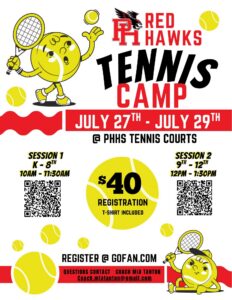 Red Hawks Tennis Camp Flyer