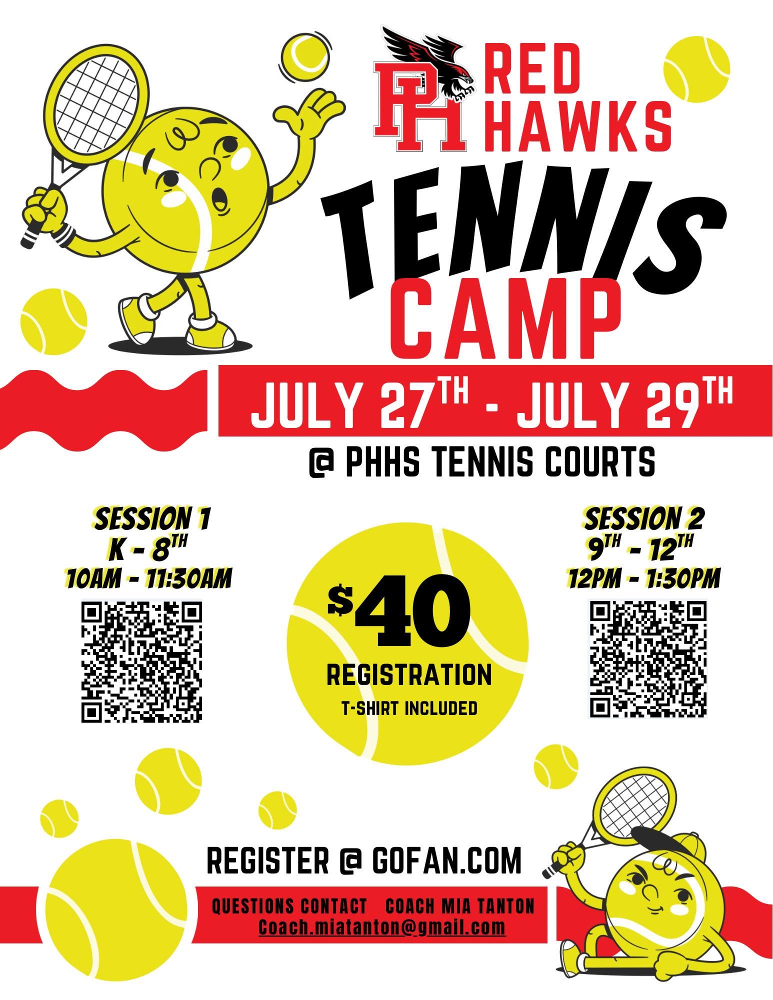 Red Hawks Tennis Camp Flyer